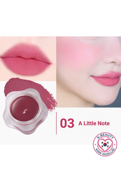 DEAR.MAY Pure Falling Mood Lip Pot, renkli dudak ve yanak balmı, 6.5g, 03 A Little Note, çok amaçlı ruj ve makyaj ürünü
