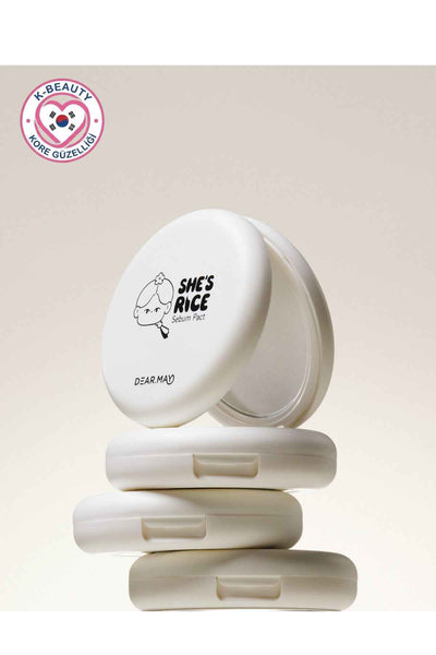 DEAR.MAY She's Rice Sebum Pact Clear White - Pirinç Özlü Mat Görünümlü Sabitleyici Transparan Kompakt Pudra 12g - Clear White