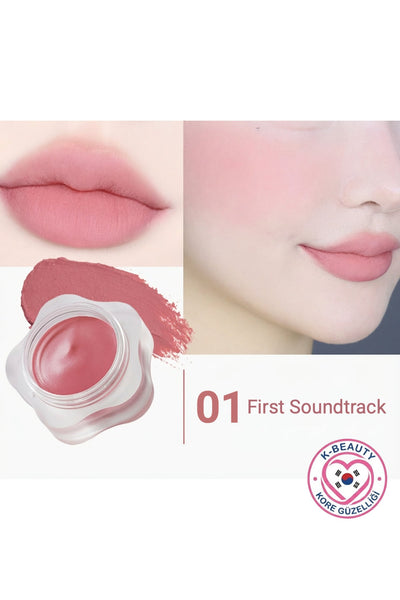 DEAR.MAY Pure Falling Mood Lip Pot çok amaçlı renkli dudak ve yanak balmı, 6.5g, ilk soundtrack tonu, ruj görünümünde.