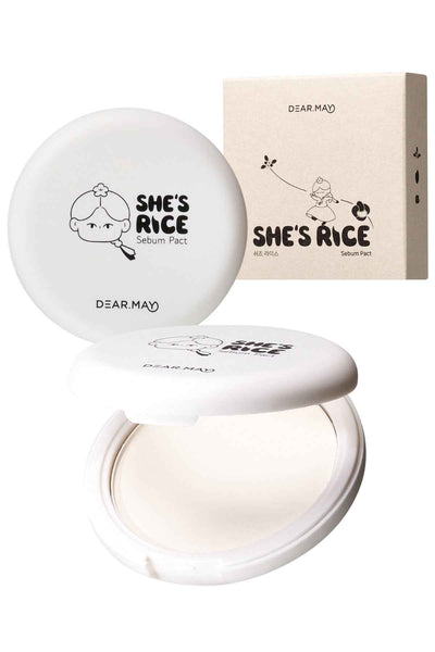 DEAR.MAY She's Rice Sebum Pact Clear White - Pirinç Özlü Mat Görünümlü Sabitleyici Transparan Kompakt Pudra 12g - Clear White