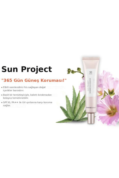 Sun Project Shimmer Sun Essence SPF30 PA++ 40ml - Aydınlatıcı Yüz ve Göz Güneş Kremi