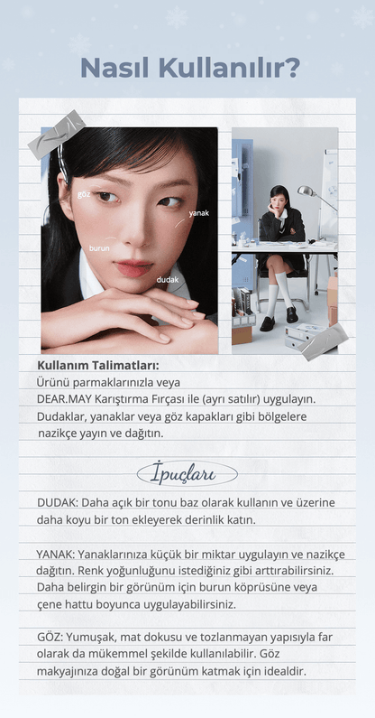 DEAR.MAY Pure Falling Mood Lip Pot çok amaçlı renkli dudak ve yanak balmı, 6.5g, doğal renk tonu, dudak ve yanaklara doğal görünüm sağlar