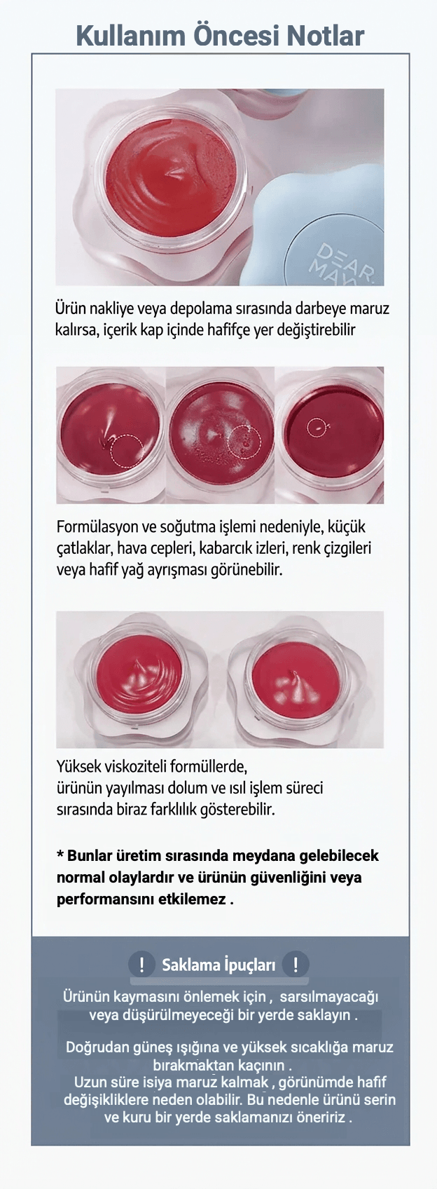 DEAR.MAY Pure Falling Mood Lip Pot renkli dudak ve yanak balmı, 6.5g, çok amaçlı, doğal ve parlak görünüm sağlar.