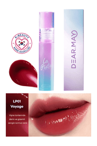 DEAR.MAY La Piste Lip Tint LP01 Voyage, uzun süre kalıcı ve parlak ruj, 4.1g, dudaklarda canlı renk ve ışıltı.