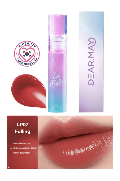 DEAR.MAY La Piste Lip Tint LP07 Falling uzun süre kalıcı ve parlak dudak ruju, 4.1g, doğal görünüm ve parlaklık sağlar.